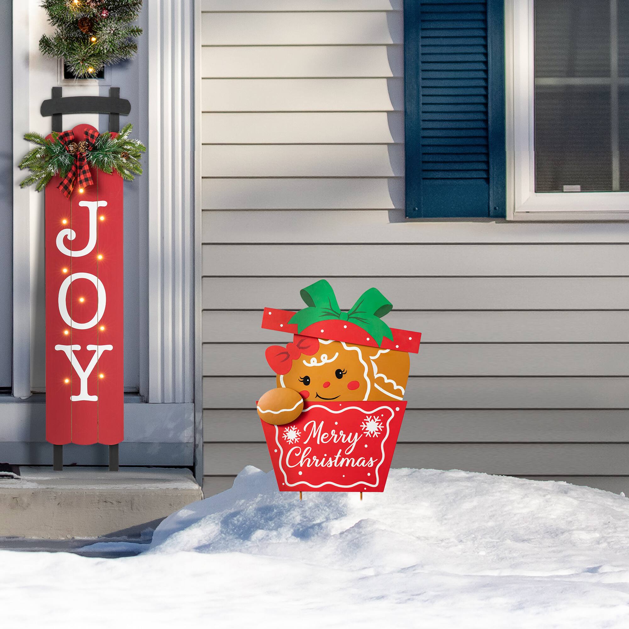 Glitzhome® 2ft. Metal Gingerbread Giftbox Yard Stake